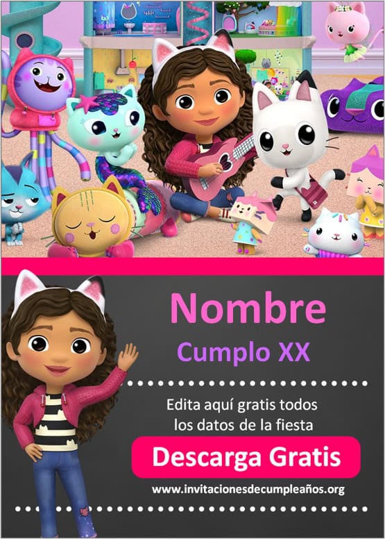 Kits Imprimibles Gratis Etiquetas de La Casa de Muñecas de Gabby invitacion  virtual